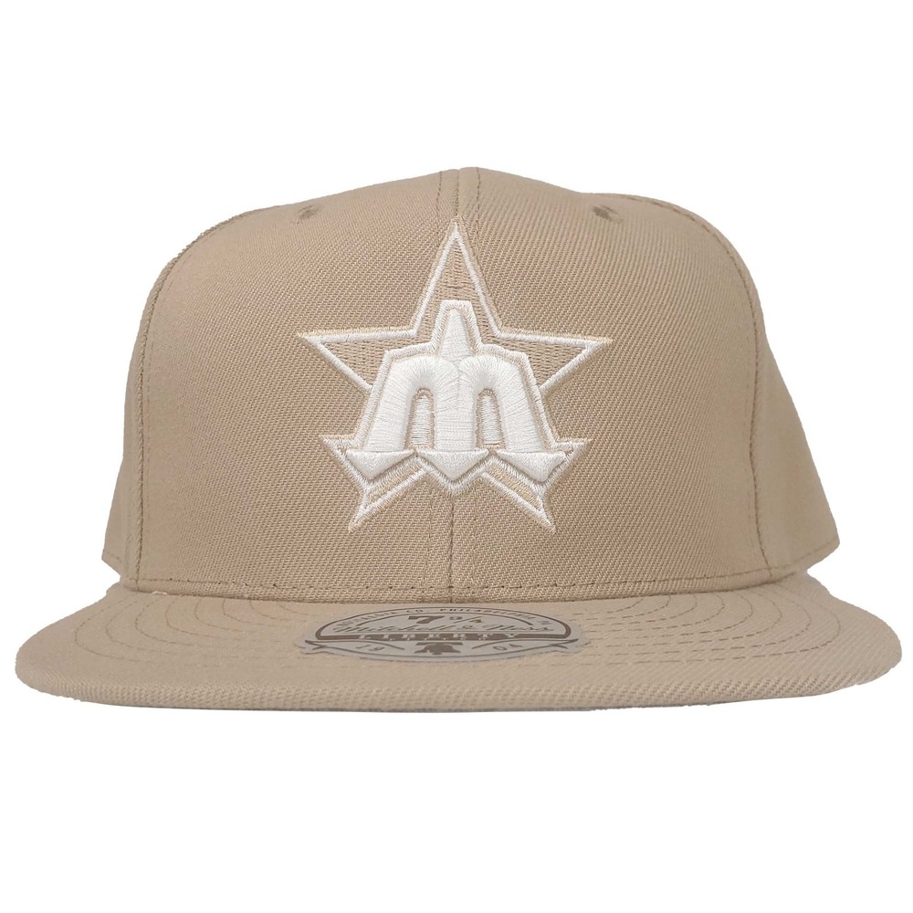 Seattle Mariners Mitchell & Ness MLB Fitted 7 3/4 Flatbill Cap Hat Khaki‎ NWT